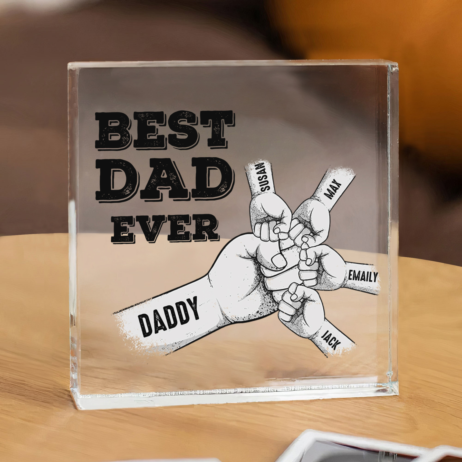Personalized Acrylic Square Keepsake Fist Bump Rectangle Plaque Father