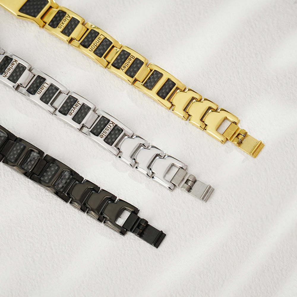 Father's Day Gift Personalized Men Magnetic Therapy Bracelet with Effective 4 Elements Stones