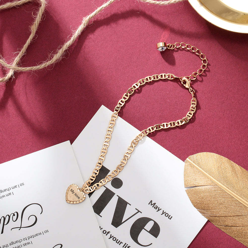 Mother's Day Gift Personalized Initial Anklet with Birthstone Heart Pendant Ankle Bracelet for Women-Engravingift