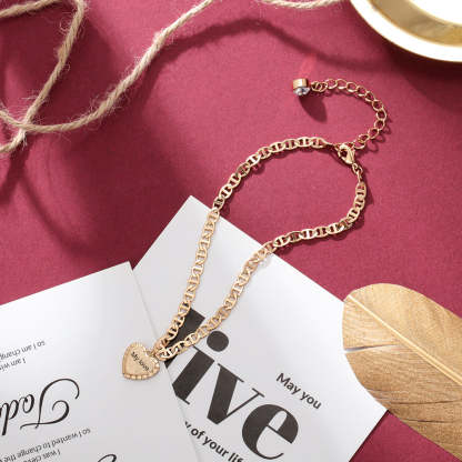 Mother's Day Gift Personalized Initial Anklet with Birthstone Heart Pendant Ankle Bracelet for Women-Engravingift