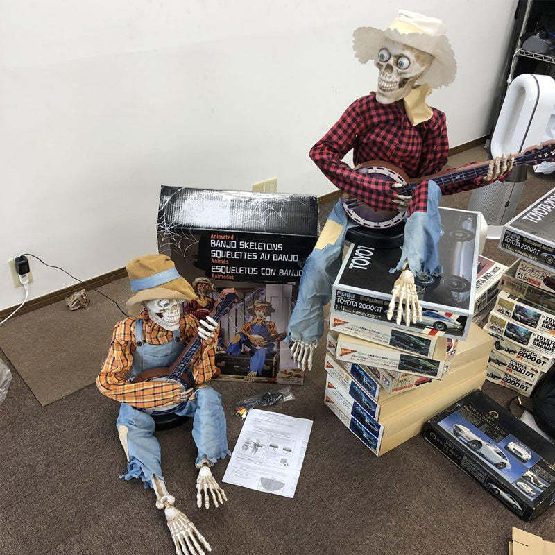 Animated Halloween Skeletons with Sound-Activated Dueling Banjo Music