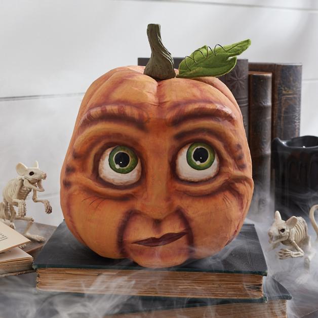 Hand-Painted Resin Halloween Pumpkin Decor with Weighted Base
