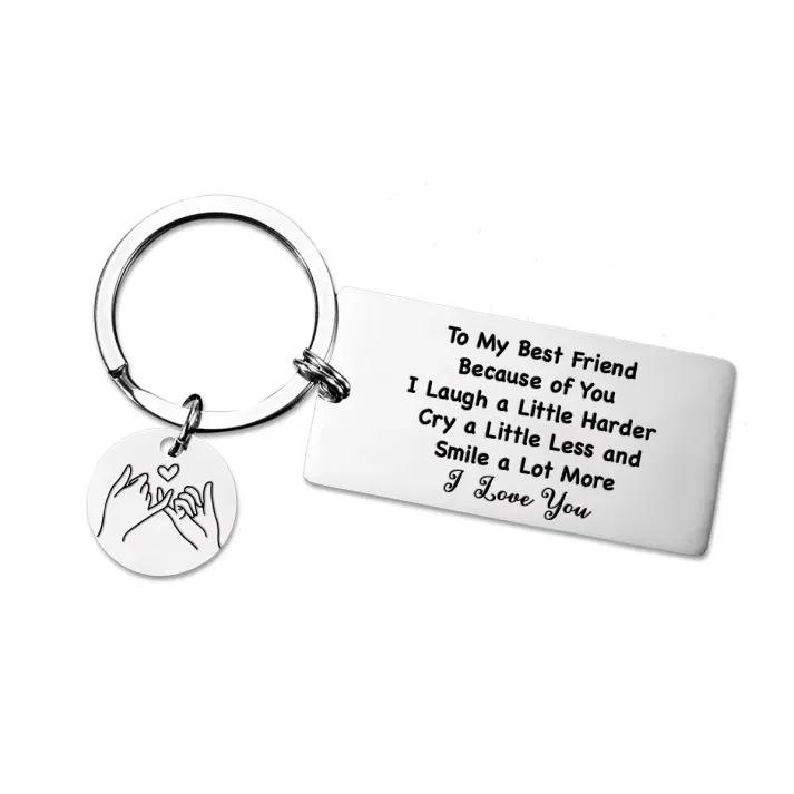 Pinky Swear Keychain For Sister/Bestie-Bescause of You I Laugh a Little Harder