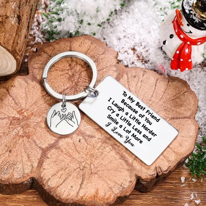 Pinky Swear Keychain For Sister/Bestie-Bescause of You I Laugh a Little Harder