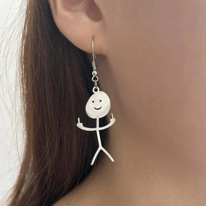 Mother's Day Gift Funny Doodle Earrings with Middle Finger Pendant Friendship Couple Gifts-Engravingift