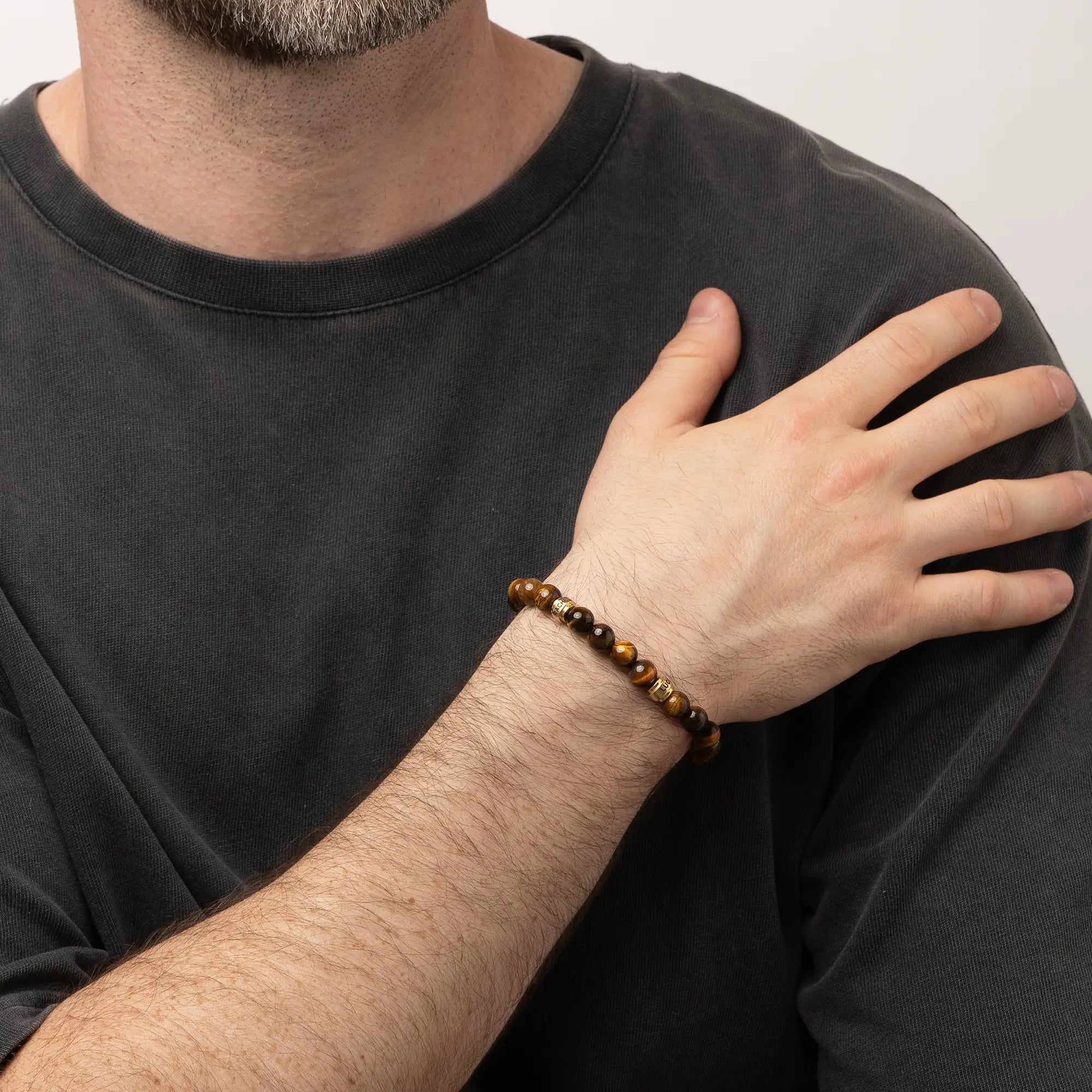 Father's Day Gift Personalized Tiger Eye Bracelet for Men