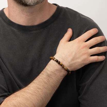 Father's Day Gift Personalized Tiger Eye Bracelet for Men