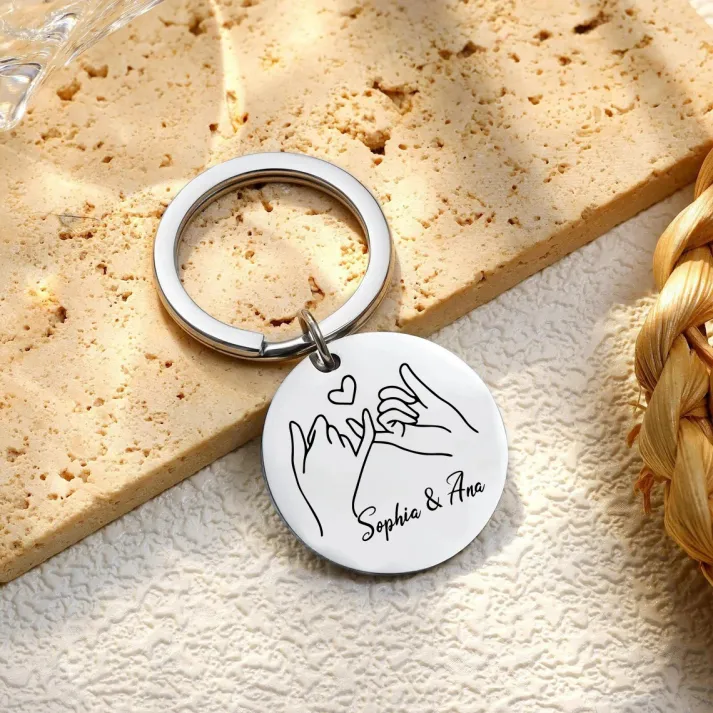 Personalized Name Keychain Pinky Swear Keychain For Sister/Bestie
