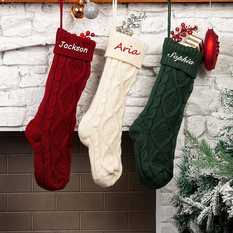 Christmas Needlepoint Stockings Personalized Name Knitting Stockings Decoration