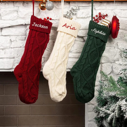 Christmas Needlepoint Stockings Personalized Name Knitting Stockings Decoration