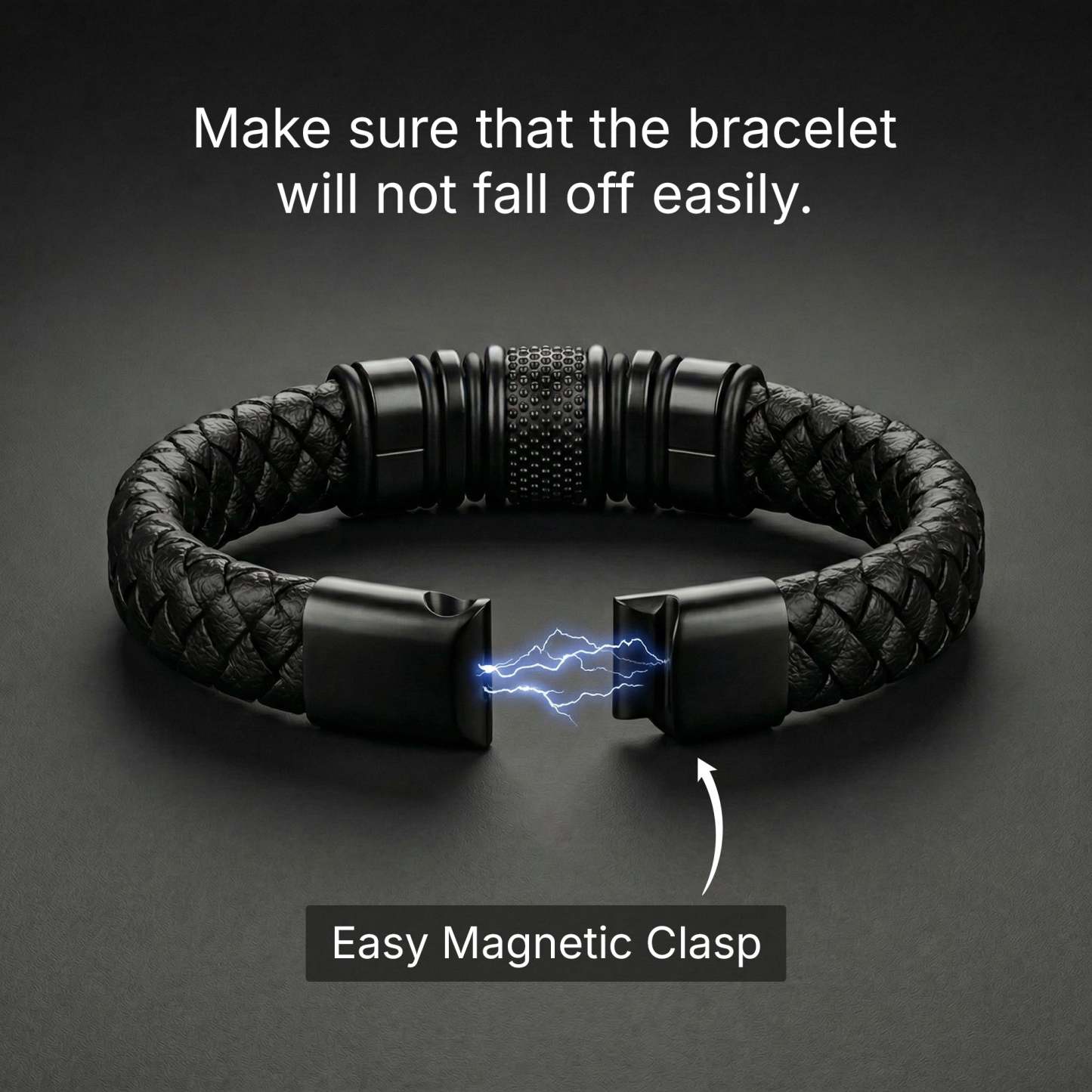 Black Personalized Braided Leather Bracelet for Men-A Meaningful Gift He’ll Wear Every Day