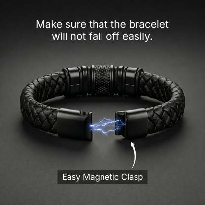 Black Personalized Braided Leather Bracelet for Men-A Meaningful Gift He’ll Wear Every Day