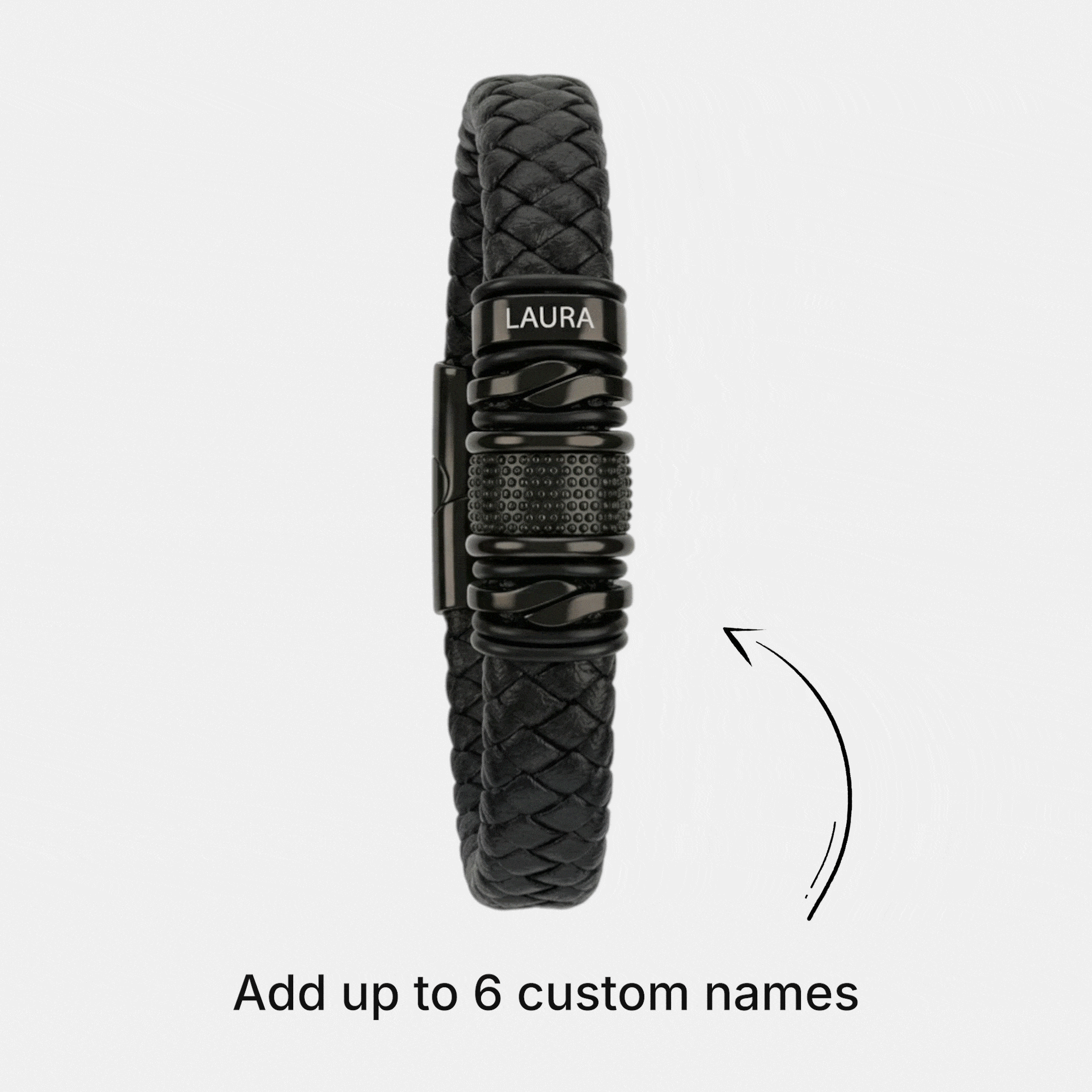 Black Personalized Braided Leather Bracelet for Men-A Meaningful Gift He’ll Wear Every Day