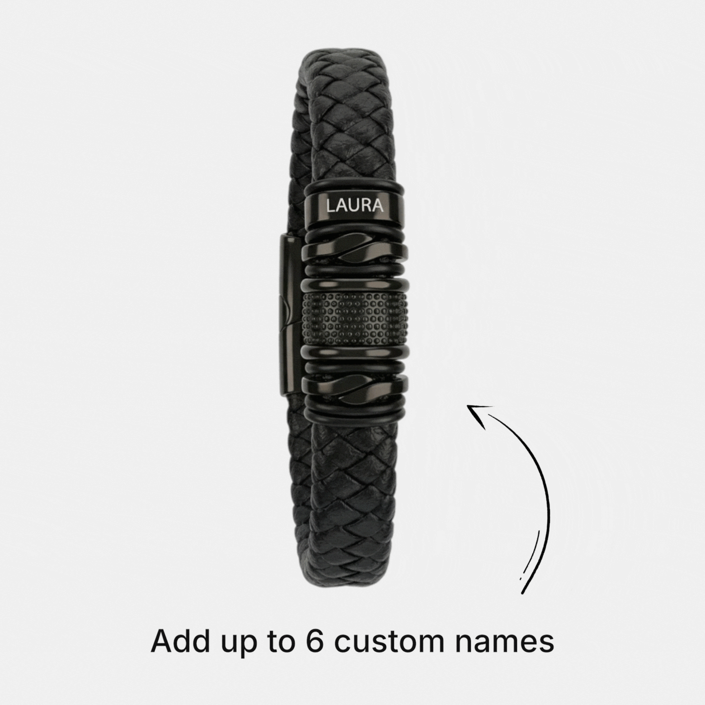 Black Personalized Braided Leather Bracelet for Men-A Meaningful Gift He’ll Wear Every Day