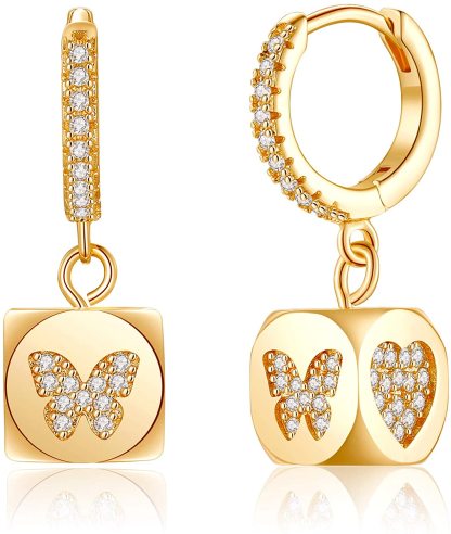 Mother's Day Gift Small Dangle Hoop Earrings-Engravingift