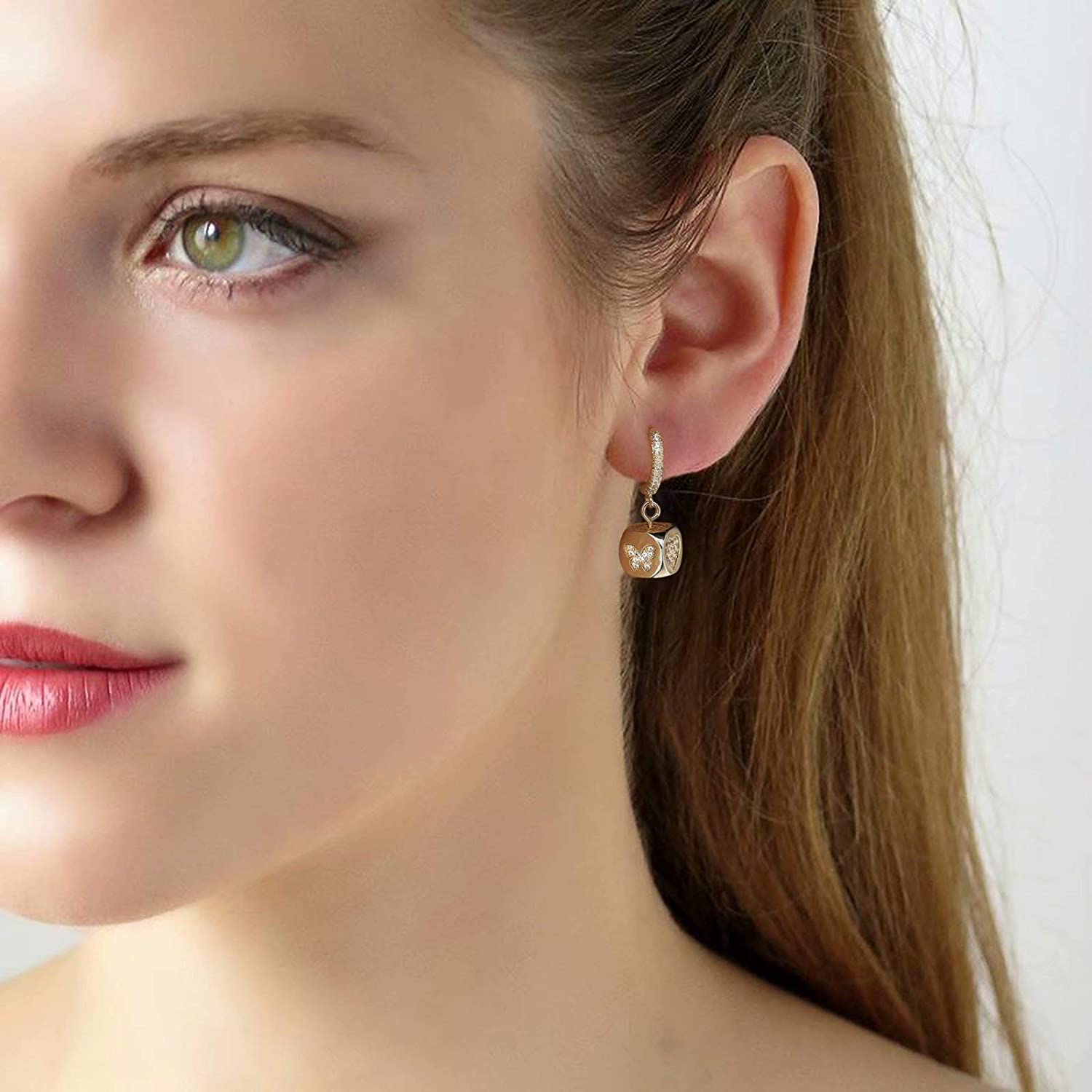 Mother's Day Gift Small Dangle Hoop Earrings-Engravingift