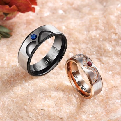Mother's Day Gift  Customized Couple Ring Engrave Love Message Matching Rings Gift for Couple Friends BBF-Engravingift