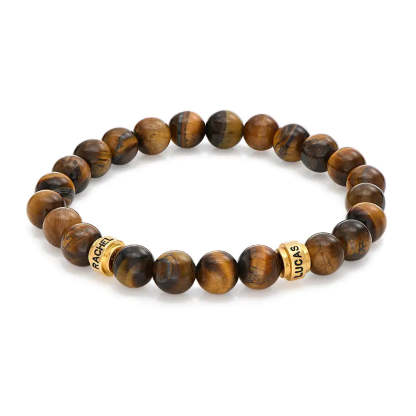 Father's Day Gift Personalized Tiger Eye Bracelet for Men