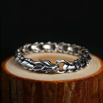 Mens Silver Dragon Bracelet