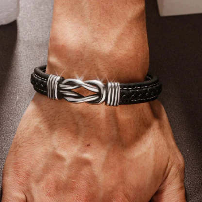 Christmas Gift Mother and Son Forever Linked Together Leather Knot Bracelet Warm Gift