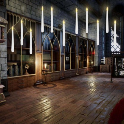 LED Flameless Floating Taper Candles with Flickering Warm White Glow for Halloween