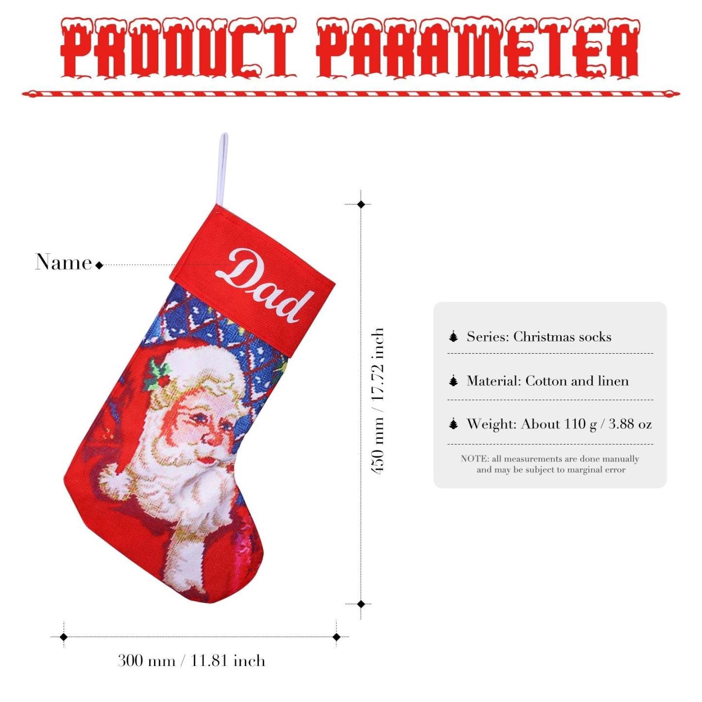 Christmas Stockings Personalized Name Stocking Decoration