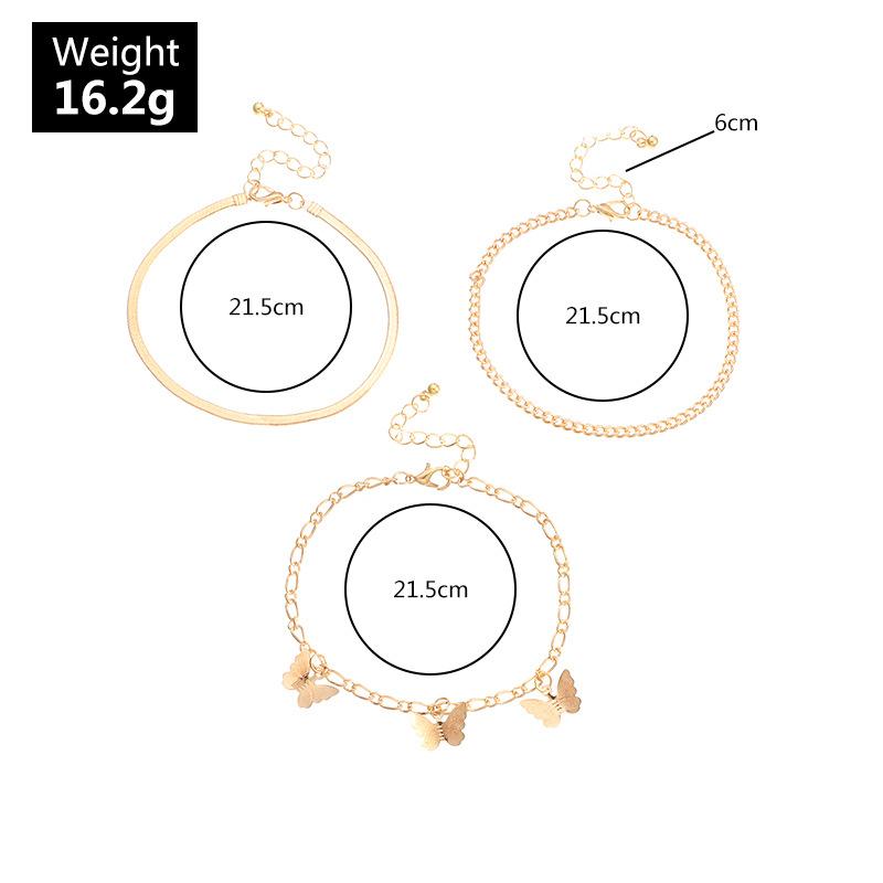 Mother's Day Gift Three Layers Anklets Bracelet Beach Anklet Set Butterfly Anklet-Engravingift