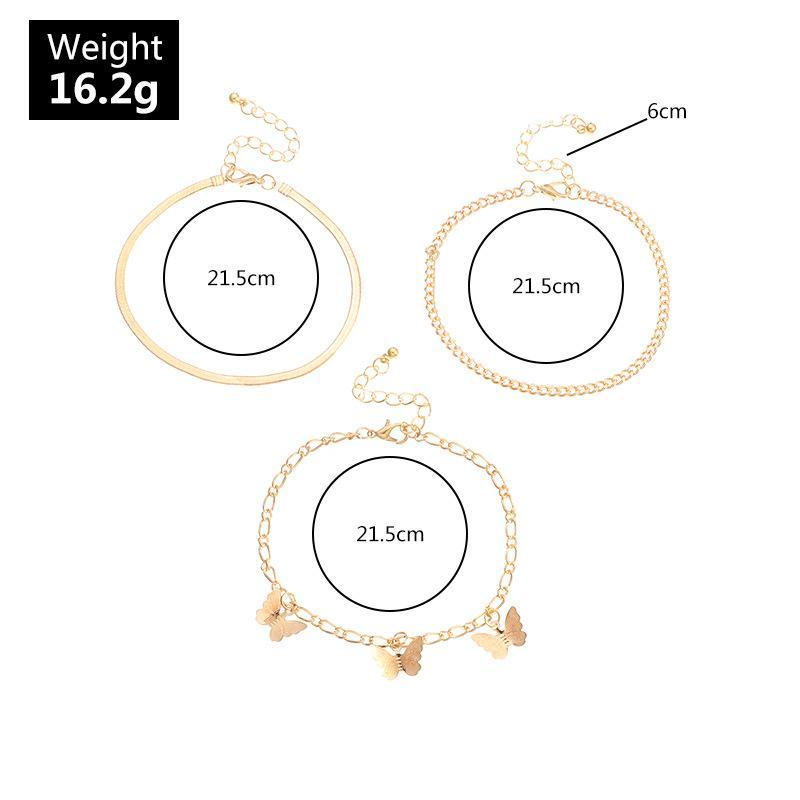 Mother's Day Gift Three Layers Anklets Bracelet Beach Anklet Set Butterfly Anklet-Engravingift