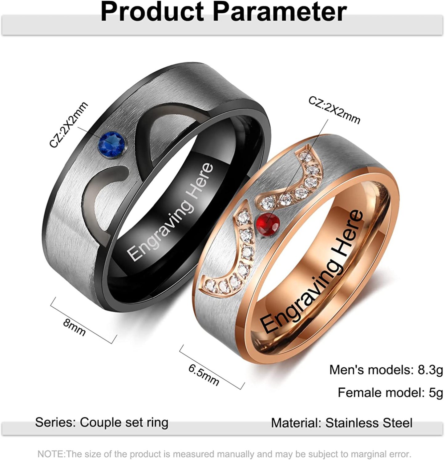 Mother's Day Gift  Customized Couple Ring Engrave Love Message Matching Rings Gift for Couple Friends BBF-Engravingift