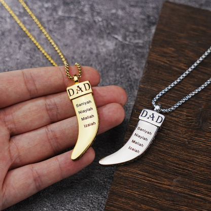 Personalized DAD Tusk Necklace, Custom Kids Names Jewelry