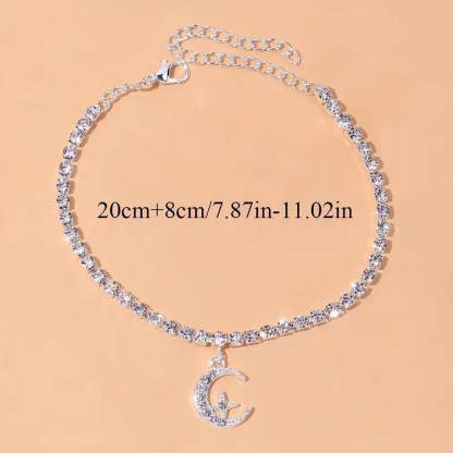 Mother's Day Moon Star Pendant Chain Anklet Versatile Summer Beach Foot Jewelry Female-Engravingift