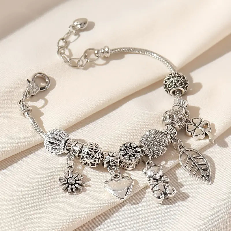 Mother's Day Sunflower & Love Heart Etc Shape Pendant Anklet Creative All-match Ankle Bracelet-Engravingift