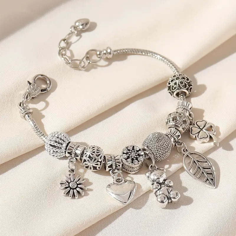 Mother's Day Sunflower & Love Heart Etc Shape Pendant Anklet Creative All-match Ankle Bracelet-Engravingift