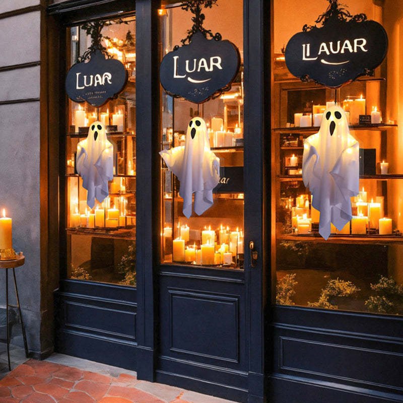 Glowing Halloween Ghost Chandelier with Weatherproof LED Lights