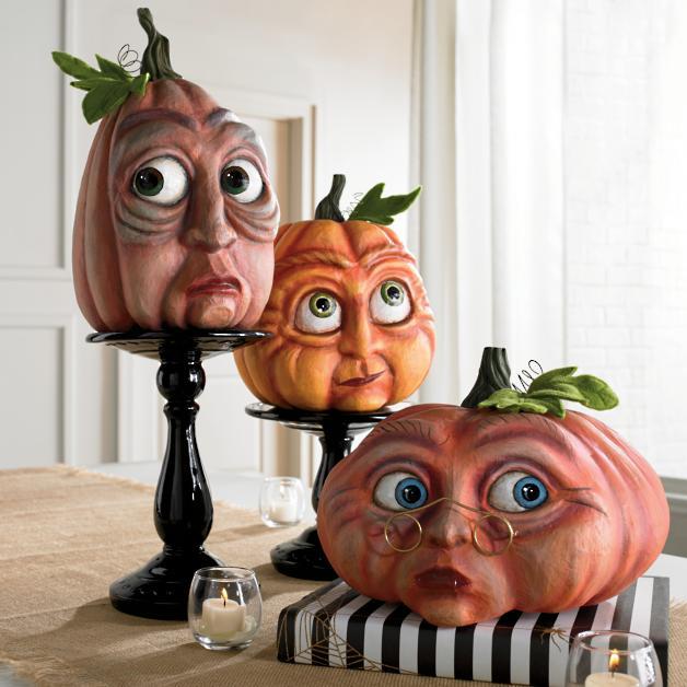 Hand-Painted Resin Halloween Pumpkin Decor with Weighted Base