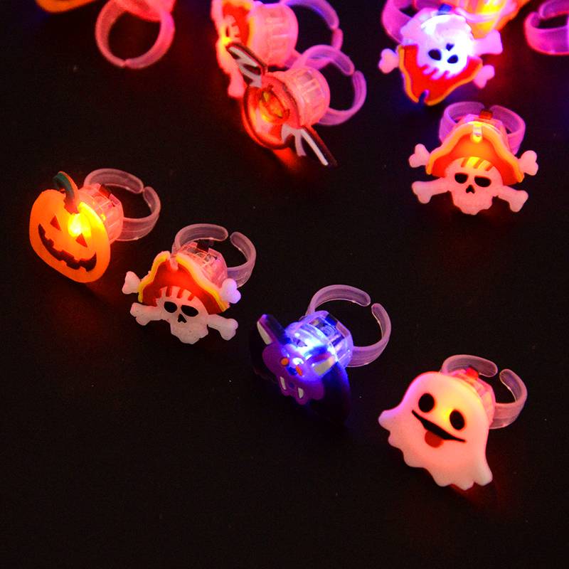 Halloween LED Glow Rings and Brooches Light-Up Costume Accessories