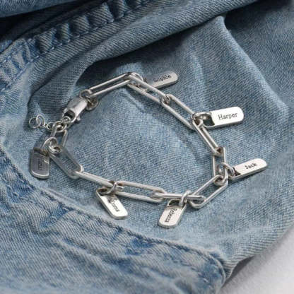 Mother's Day Gift Rory Chain Link Bracelet with Custom Charms-Engravingift