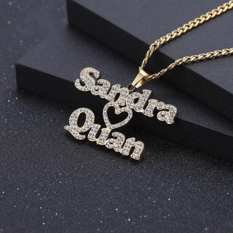 Valentine's Day Gift Sparkling Couple Name Necklace