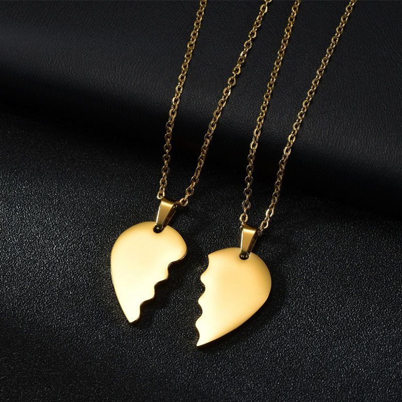Mother'sDay Gift Mother'sDay gift Personalized Names Necklaces For Couple, Stainless Steel Engrave Name Necklaces For Double Hearts-Gold-Engravingift