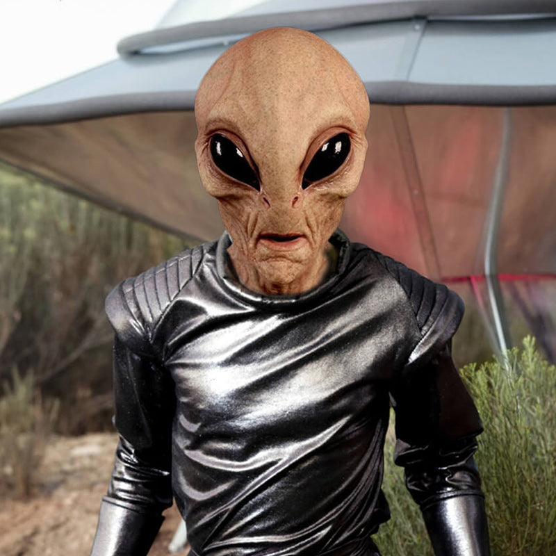 Hand-Painted Realistic Alien Face Mask Breathable Halloween Costume