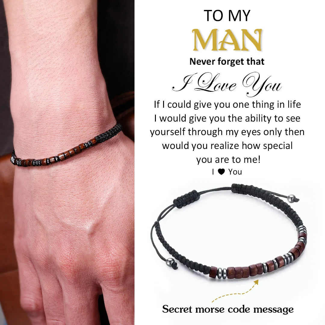 Father's Day Gift To My Man I Love You Morse Code Bracelet Hidden Message Bracelet Creative Gift For Father-Engravingift