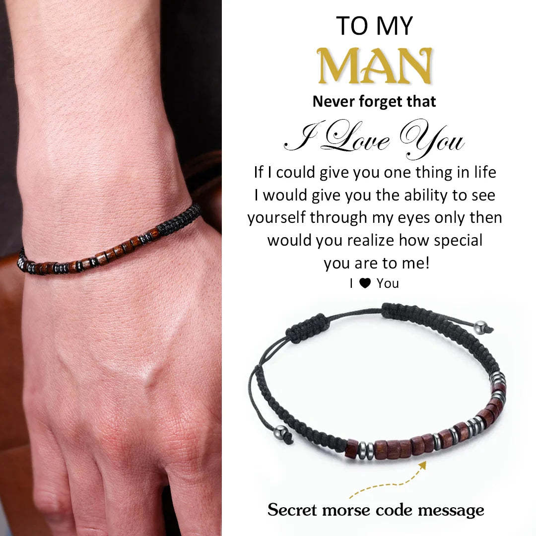 Father's Day Gift To My Man I Love You Morse Code Bracelet Hidden Message Bracelet Creative Gift For Father-Engravingift