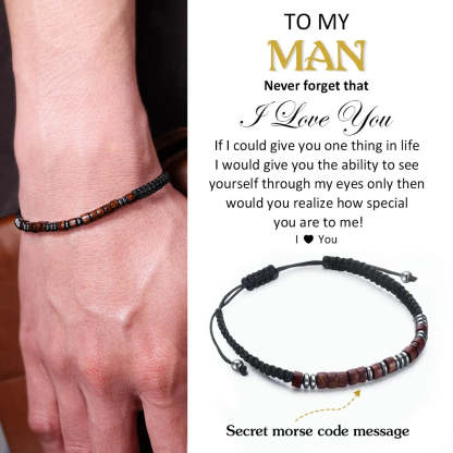 Father's Day Gift To My Man I Love You Morse Code Bracelet Hidden Message Bracelet Creative Gift For Father-Engravingift