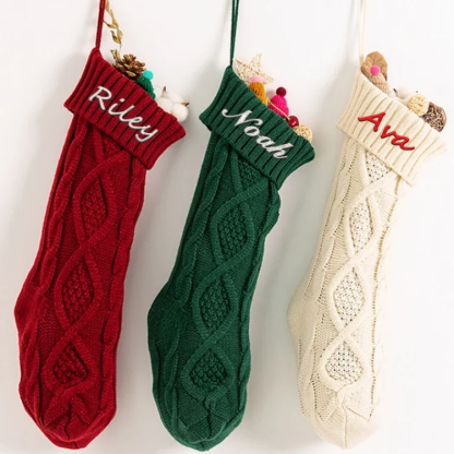 Christmas Needlepoint Stockings Personalized Name Knitting Stockings Decoration