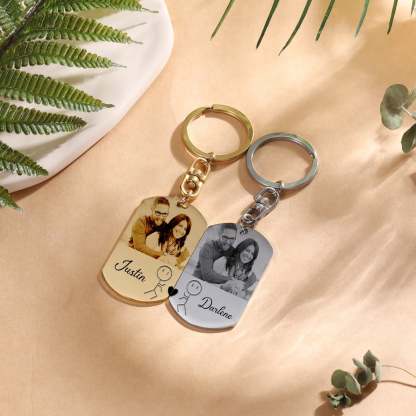 Mother's Day Gift Anniversary date ideas Couple Keychain Customized Photo Funny Heart Matching Keyring-Engravingift