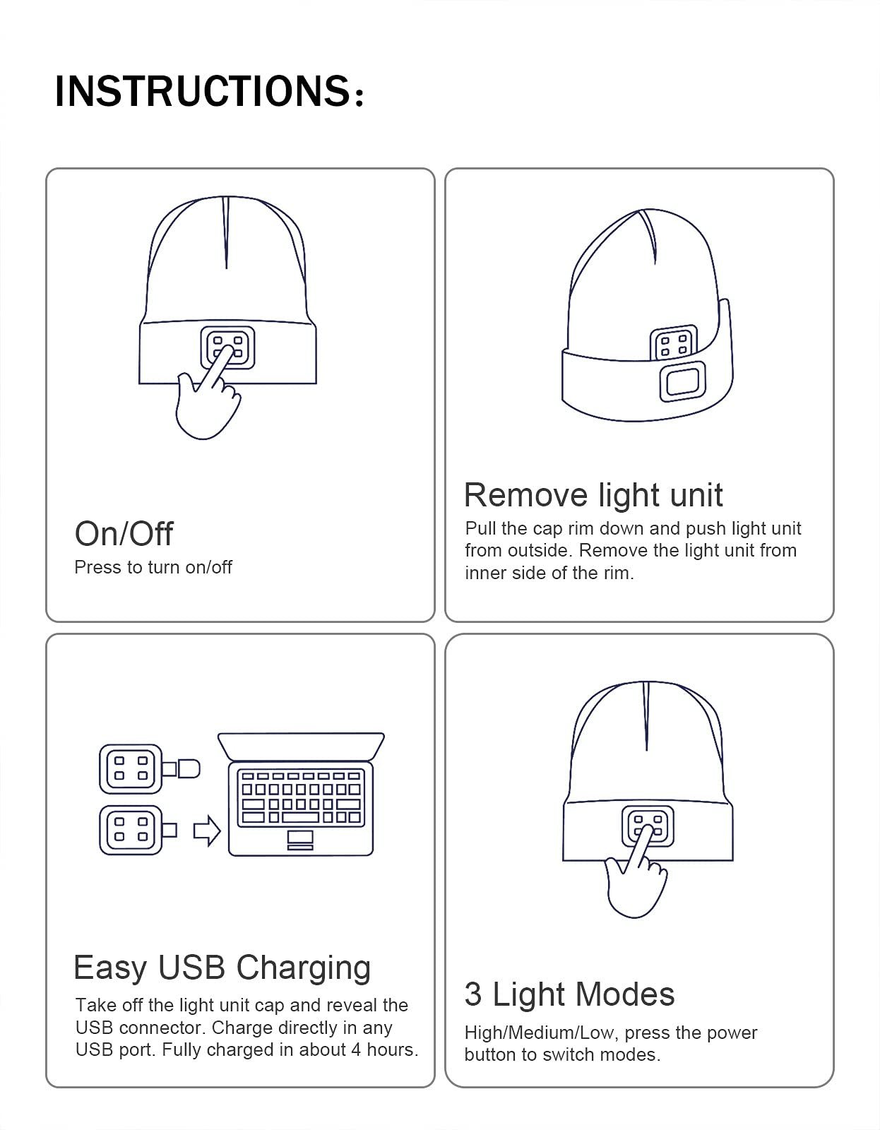 Rechargeable Winter LED Beanie Light - tree - Codlins