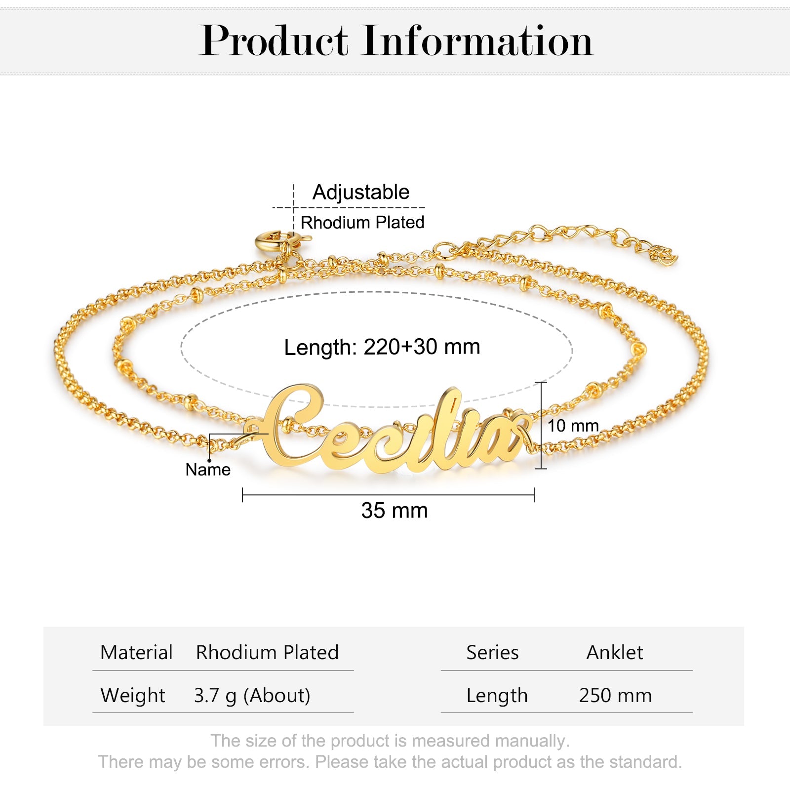 Mother's Day Gift Personalized Name Anklet Custom Double Layers Anklet-Engravingift