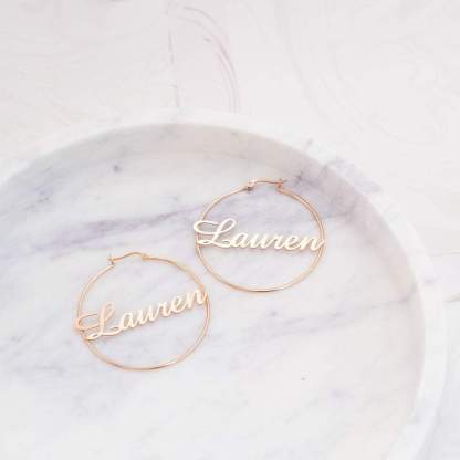 Mother's Day Gift Personalized Name Hoop Earrings for Her-Engravingift