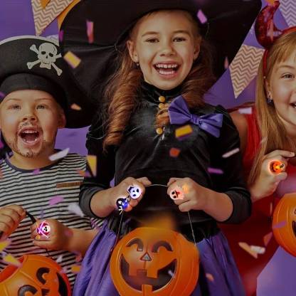 Halloween LED Glow Rings and Brooches Light-Up Costume Accessories