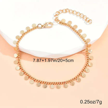 Mother's Day Round Shape Tassel Pendant Chain Anklet Vintage Style Alloy Ankle Bracelet For Women-Engravingift